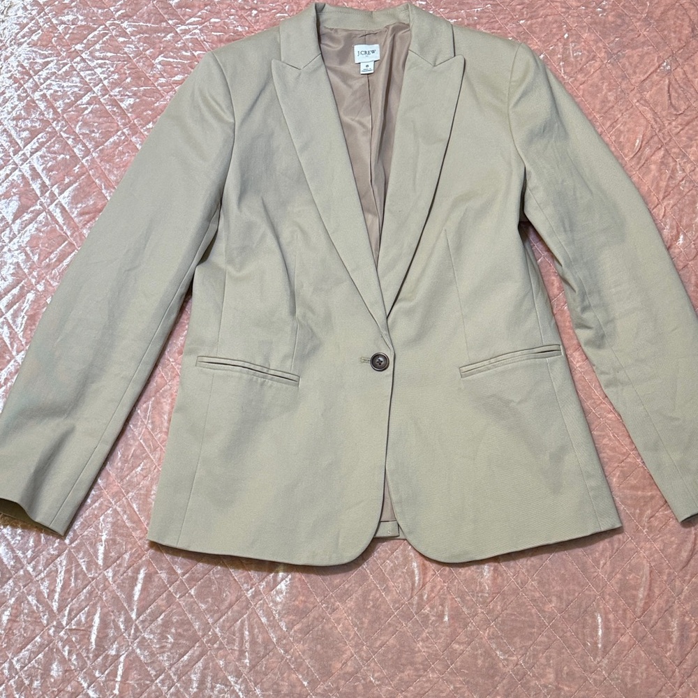 J. Crew Single-Button Tailored Blazer in Light Beige